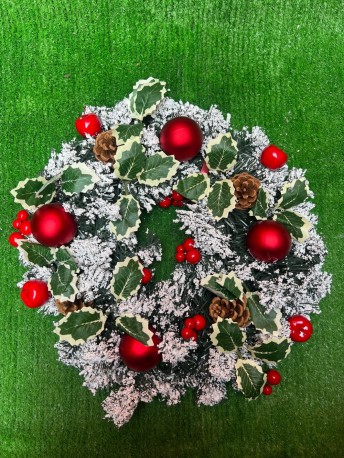 Bauble and snow Christmas welcome door rings / grave wreath